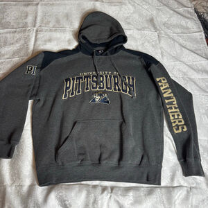 Men's J. America Gray Black University of Pittsburgh Hoodie L